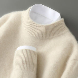 Pull en cachemire Arlington crème à col cheminée, manches longues