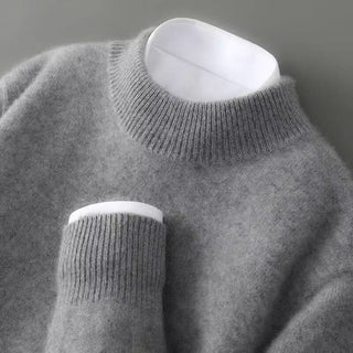 Pull en cachemire gris à col cheminée, manches longues