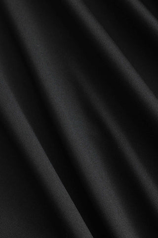 Valeria | Robe Mini Noire Élégante à Manches Longues – Coupe Sculptante avec Drapé & Détail de Rose