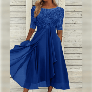 Robe Midi | Dentelle Haut | Manches Trois Quarts