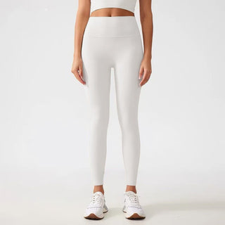 Leggings taille haute blancs, effet galbant, sans couture, nylon élastique