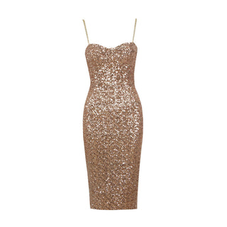 Adele | Robe midi brillante avec fermeture éclair