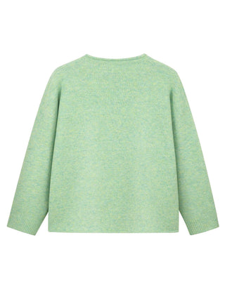 Cardigan vert manches longues, encolure ronde en tricot, vue arrière