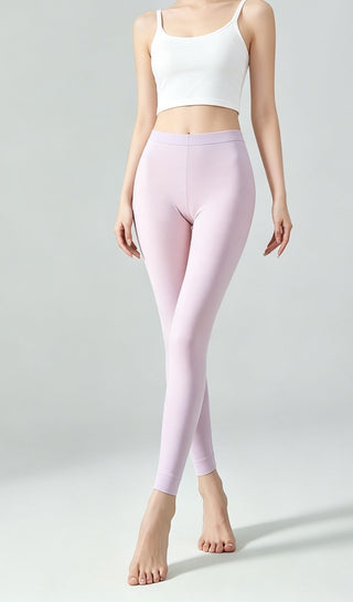 Leggings taille haute violets à longueur cheville, sans couture, modal doux