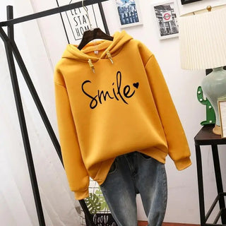 Sweat à Capuche Femme Oversize Imprimé Message Smile