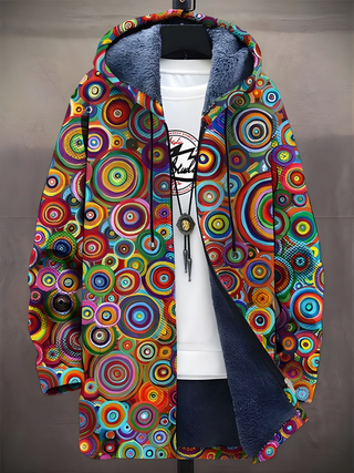 Veste à capuche zippée Reese™ à motifs cercles colorés, doublure foncée en suédine.