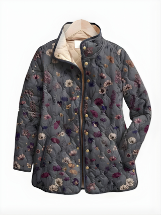 Veste matelassée REINA™ à imprimé floral multicolore, capuche doublée, boutons