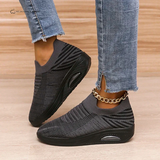 Chaussures orthopédiques Avis™ noires, semelle épaisse, tige texturée côtelée