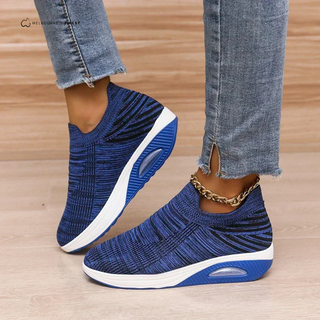 Chaussures orthopédiques Avis™ bleues, semelle épaisse, tige côtelée avec empiècements