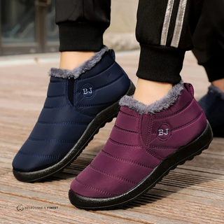 Chaussures d’hiver légères Remi™ bleu et bordeaux, bordure en fourrure, semelle noire