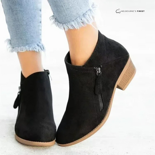 Bottines orthopédiques Dollie™ noires à fermeture éclair latérale et petit talon