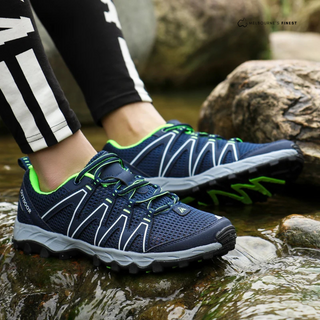 Chaussures orthopédiques Harrell™ bleu foncé à lacets verts, semelle crantée
