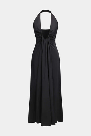 Amelia | Robe Maxi Élégante Noire à Dos Nu – Élégance de Soirée Intemporelle