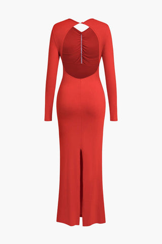 Clothilde | Robe maxi élégante à dos nu avec détails floraux