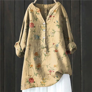 Blouse artistique à motif fleuri – Style élégant et décontracté