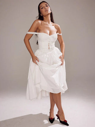 Elena | Robe d'été en lin léger avec des détails romantiques