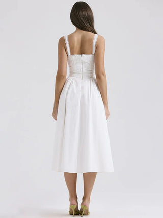 Elena | Robe d'été en lin léger avec des détails romantiques
