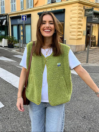 Gilet Femme Sans Manches Polaire Style Décontracté