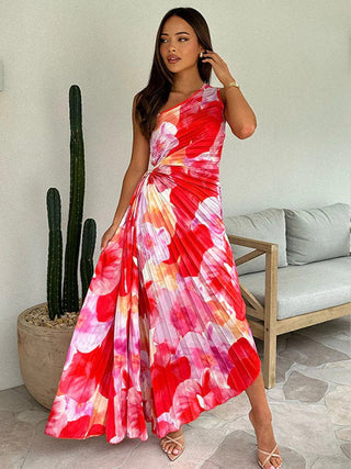 Liselotte | Robe de Fleurs Élégante à Une Épaule – Chic Coloré pour des Occasions Spéciales