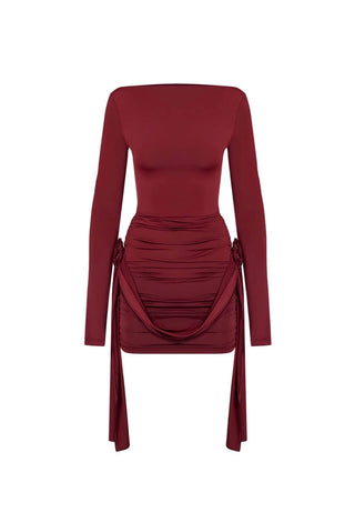 Gloria | Robe Mini Bodycon à Manches Longues et Ruchés