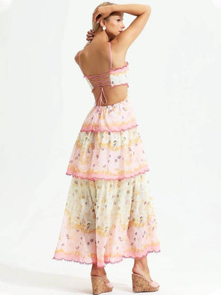 Odetta | Robe maxi florale romantique avec détails en dentelle