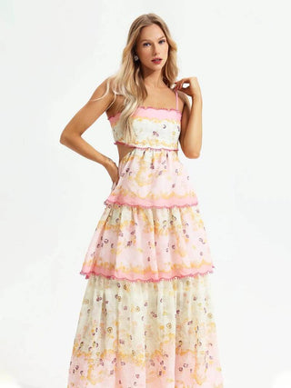 Odetta | Robe maxi florale romantique avec détails en dentelle
