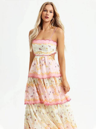 Odetta | Robe maxi florale romantique avec détails en dentelle