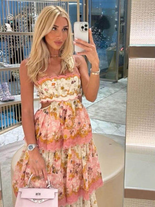 Odetta | Robe maxi florale romantique avec détails en dentelle