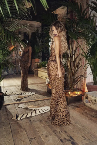 Theresia | Robe maxi léopard transparente – Sauvage & Séduisante