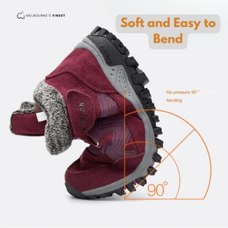 Chaussure d’hiver orthopédique bordeaux, empeigne souple et fermeture velcro