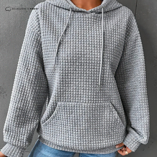 Sweat à capuche Keira™ gris clair texturé, cordons et poche kangourou.