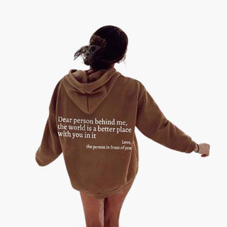 Sweat à Capuche Femme Oversize Imprimé Message Positif