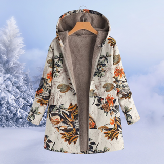 Manteau doublé pour femme avec motif floral et capuche