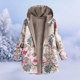 Manteau doublé pour femme avec motif floral et capuche