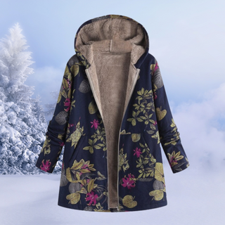 Manteau doublé pour femme avec motif floral et capuche