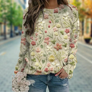 Pull Brodé Motif Floral Femme