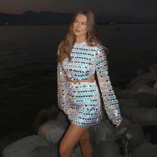Beatrice | Robe Mini à Paillettes Brillantes avec Détails Découpés