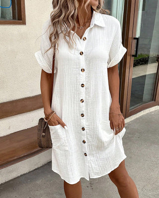 Robe chemise en coton léger avec boutonnière – Décontractée & estivale