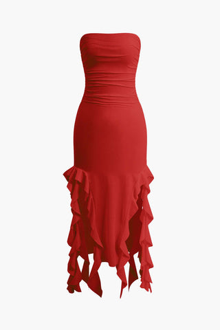 Sofia | Robe maxi bandeau élégante avec détails volantés – Élégance intemporelle