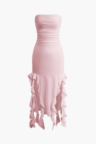 Sofia | Robe maxi bandeau élégante avec détails volantés – Élégance intemporelle