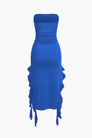 Sofia | Robe maxi bandeau élégante avec détails volant – Raffinement intemporel