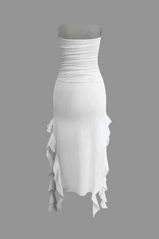 Sofia | Robe maxi bandeau élégante avec détails volant – Raffinement intemporel