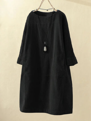 Anna | Robe Tunique en Velours Côtelé