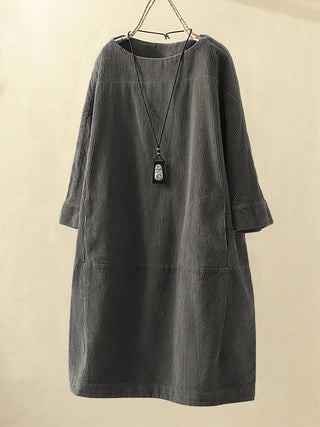 Anna | Robe Tunique en Velours Côtelé