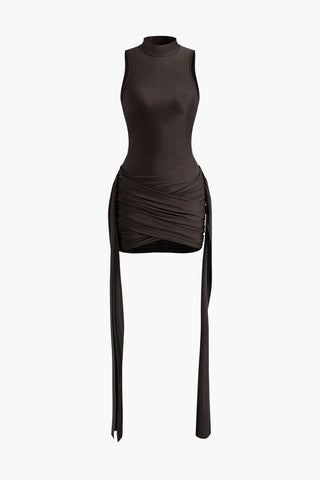 Vera | Robe courte bodycon à col montant élégant avec drapé