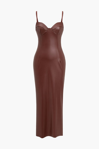 Sophia | Robe Maxi en Cuir Séduisante – Sexy & Élégante
