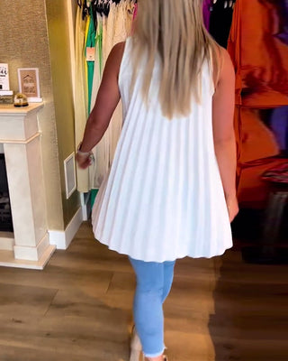 Chemise Sans Manches | Col Ouvert | Ourlet Asymétrique