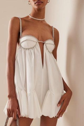 Sophia | Robe Mini Glamoureuse avec Bandes en Cristal – Féminine & Élégante pour des Occasions Spéciales