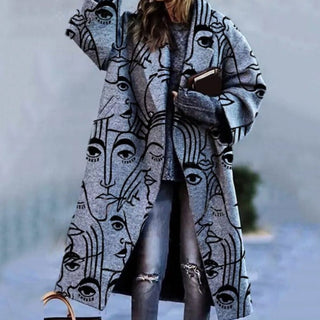 Manteau long pour femme à motif à carreaux