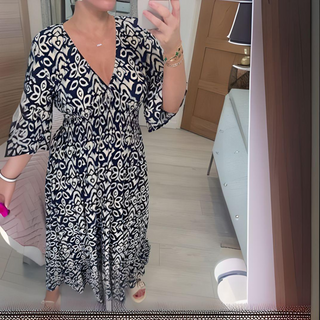 Robe Boho aérienne avec décolleté en V et motif graphique – Longueur cheville